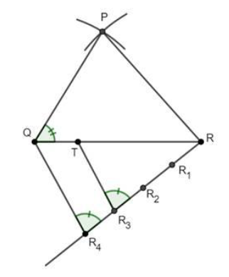 D PQR ~ D LTR. In D PQR, PQ = 4.2 cm, QR =