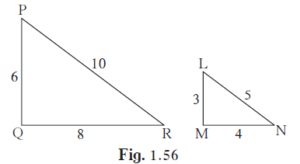 Are the triangles in figure 1.56 similar? If yes, by which test ?