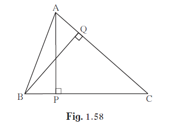 In D ABC, AP ^ BC, BQ ^ AC B- P-C, A-Q - C then prove that, D CPA ~ D CQB. If AP = 7, BQ=8, BC=12 then find AC.