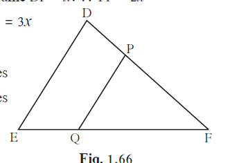 In figure 1.66, seg PQ || seg DE, A(D PQF) = 20 units, PF = 2 DP, then find A( c DPQE) by completing the following activity.