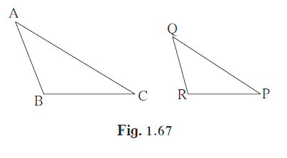 (1) In D ABC and D PQR, in a one to one correspondence AB QR = BC PR = CA PQ then (A) D PQR ~ D ABC (B) D PQR ~ D CAB (C) D CBA ~ D PQR (D) D BCA ~ D PQR
