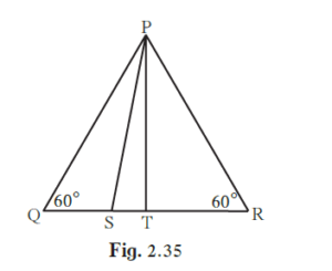 In the figure 2.35, D PQR is an equilatral triangle