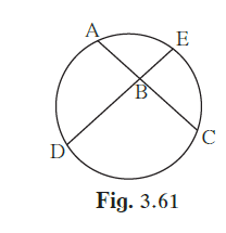 In figure 3.61, chords AC and DE intersect at B. If Ð ABE = 108°,