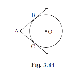 In figure 3.84, O is the centre of the circle. Seg AB, seg AC are tangent segments.
