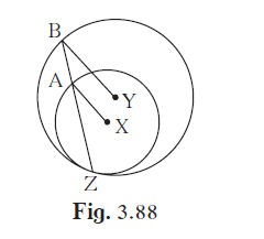 In figure 3.88, circles with centres X and Y touch internally at point Z .