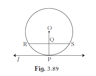 In figure 3.89, line l touches the circle with centre O at point P.