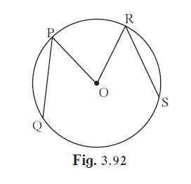 In figure 3.92, O is the centre of a circle, chord PQ @ chord RS