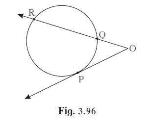 In figure 3.96 P is the point of contact. (1) If m(arc PR) = 140°, Ð POR = 36°,