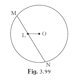 In figure 3.99, seg MN is a chord of a circle with centre O. MN = 25,